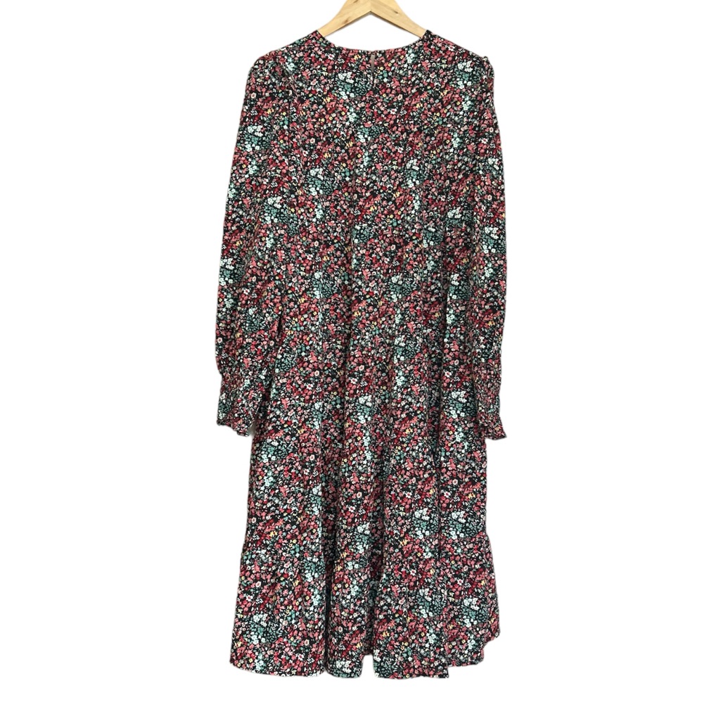 Nwt Love, Olive Co Floral Trapeze Tiered Midi Dress Floral Long Sleeve Size Xl — image 3 of 8
